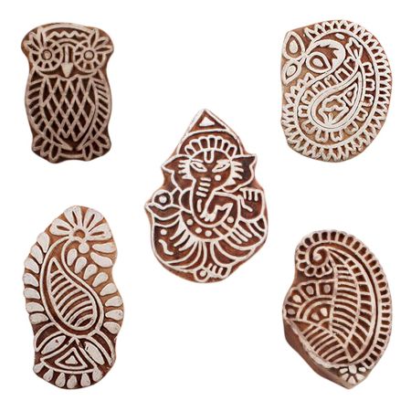 Set of 5 Piece New Mix Wooden Printing Blocks